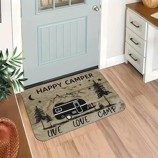 Happy Camper Wohnmobil Willkommensmatte von Lodestar, beige, B/H/T: 80 x 50 x 1 cm, maschinenwaschbar - Bild 1