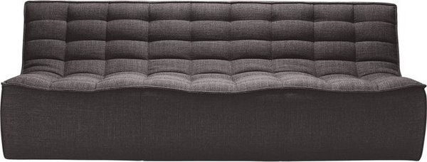 Ethnicraft N701 Modulsofa für 3 Personen, grau, Stoffbezug mit Schaumstoffpolsterung