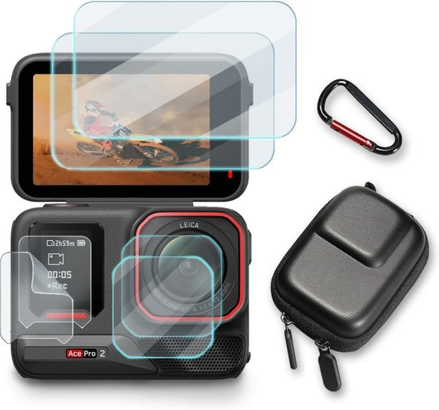 Insta360 Zubehör-Set für Ace Pro2 Action-Kamera mit Aufbewahrungstasche und Displayschutzfolien in Schwarz - Bild 1
