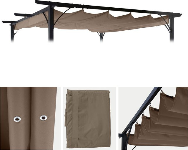 MCW Ersatzbezug für Dach Pergola Pavillon MCW-C42, Farbe: Taupe-Braun, Breite: 370 cm, Tiefe: 300 cm - Bild 1