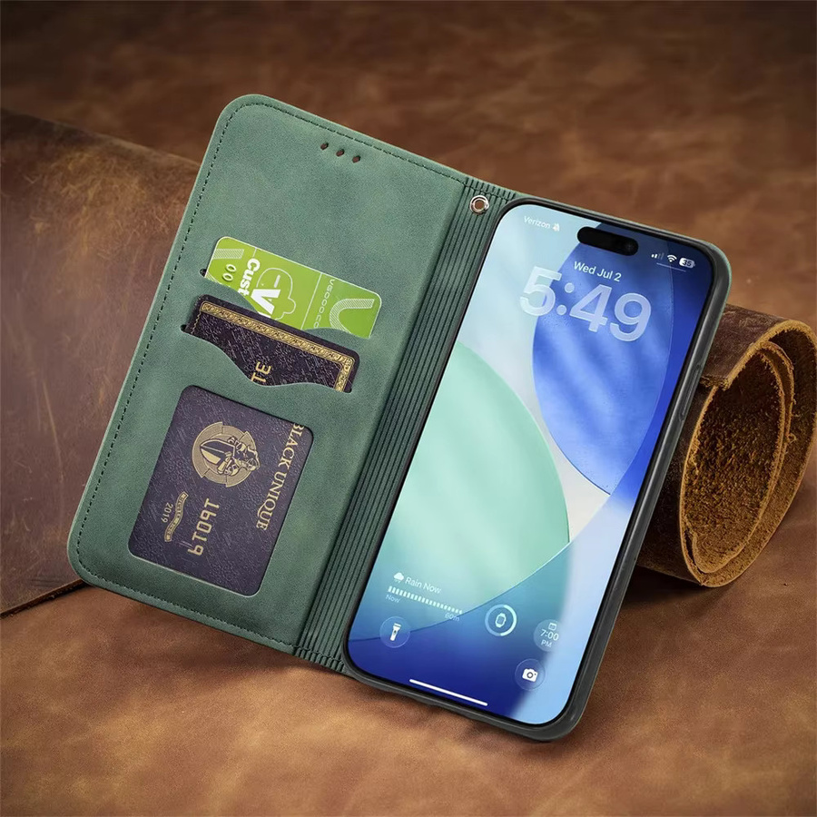 Business Flip-Kartenhalter Brieftasche Handyhülle für iPhone in Schwarz - Bild 4