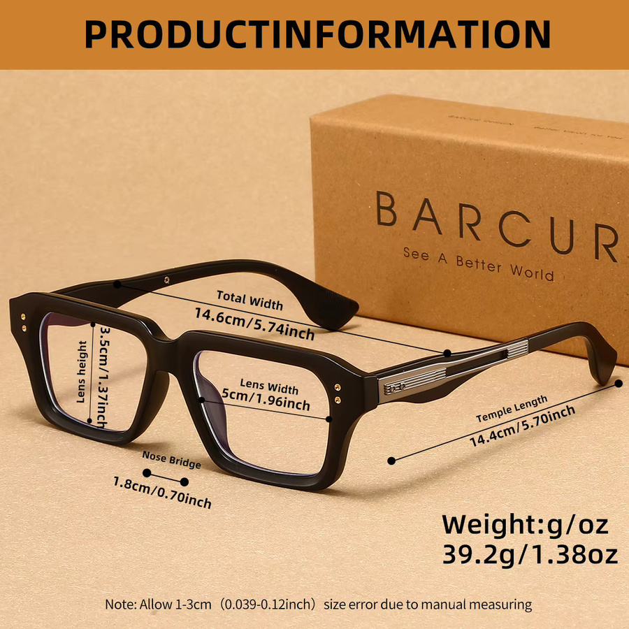 BARCUR Korrektionsbrille, Unisex, Vollrand, Square, transparent, Blaulichtfilter - Bild 2