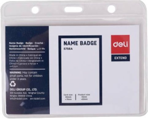 DELI Namensschild E5756 aus transparentem PVC, 50 Stück, B: 70 mm, H: 105 mm - Bild 1