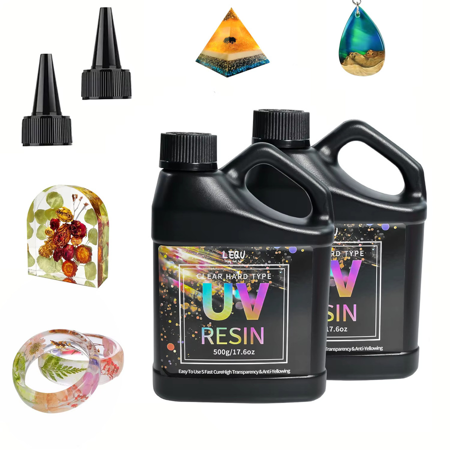 LEQU Happy And Fun UV-Harzklebstoff, kristallklar, 500g, UV-härtendes Epoxidharz für DIY-Schmuck und Dekorationen - Bild 2