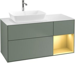 V&B Finion Waschtischunterschrank mit Wandbeleuchtung, Breite: 120 cm, Tiefe: 50,1 cm, Höhe: 50,1 cm, lackiert in Gold matt und Olivenmatt - Bild 1