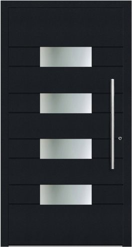 KNOCK Aluminium-Haustür Marte in Anthrazit Grau mit Glaseinsatz und RC2 Schutz - Bild 1