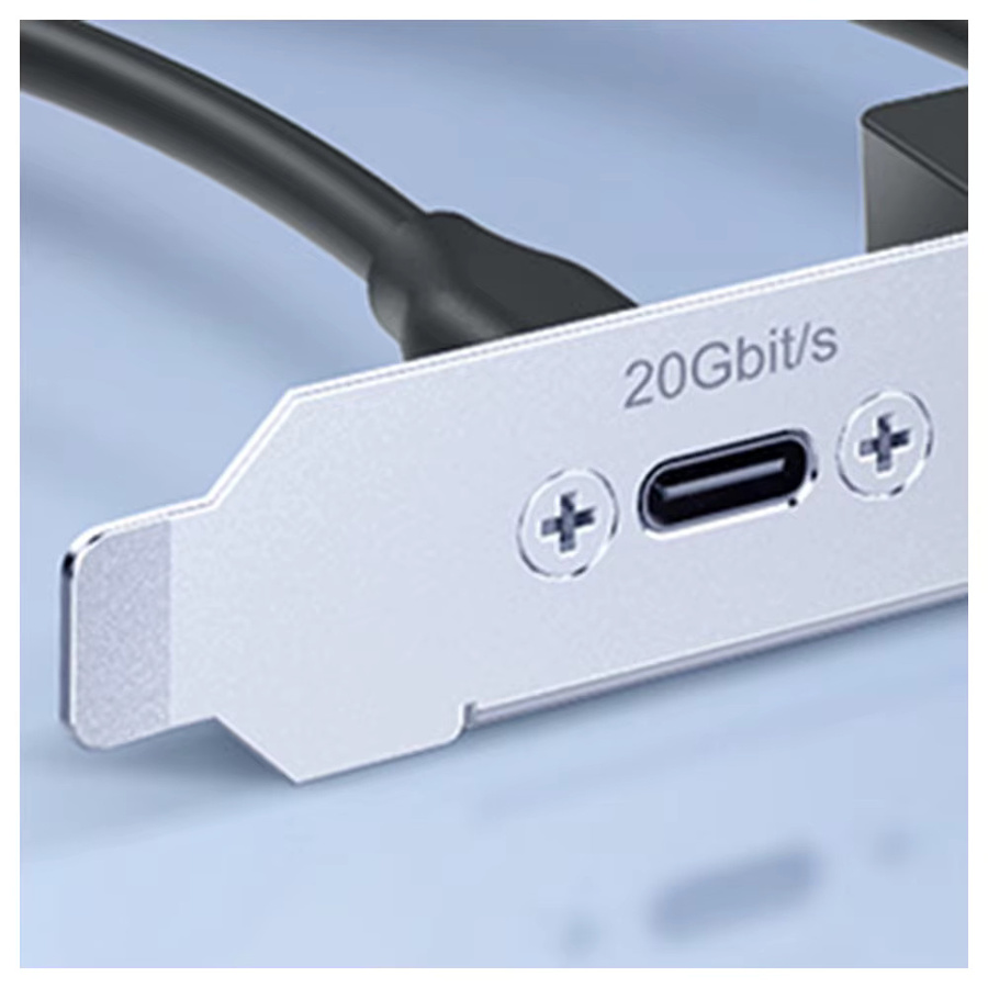 JavicTech USB 3.2 Gen 2x2 Frontpanel-Adapter mit USB-C und USB-A Anschlüssen, 20Gbps, PCIe-Halterung, Silber - Bild 2
