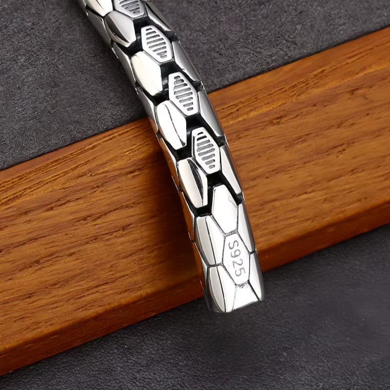 BOCAI Armband, 925 Sterling Silber, Schlangenmuster, Zirkon, Herren - Bild 2