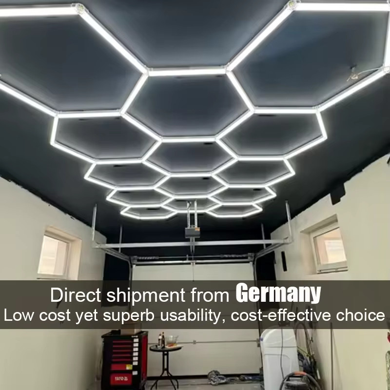 PIBAOGU Hexagon LED Deckenleuchte in Weiß mit kühlem Weiß 6500K für Garage, Werkstatt und Fitnessraum - Bild 3