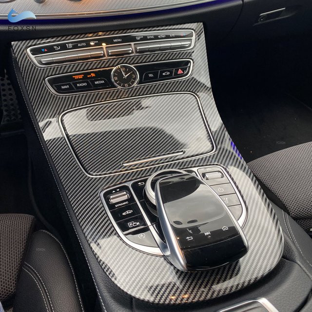 FOXSN Carbon Faser Textur Getriebe Panel Abdeckung für Mercedes Benz E-Klasse W213 in Schwarz - Bild 1