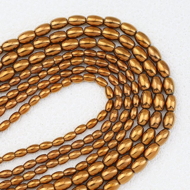 wlyees Hämatit-Reisperlen, oval, Bronze, 6/8 mm, Unisex - Bild 1