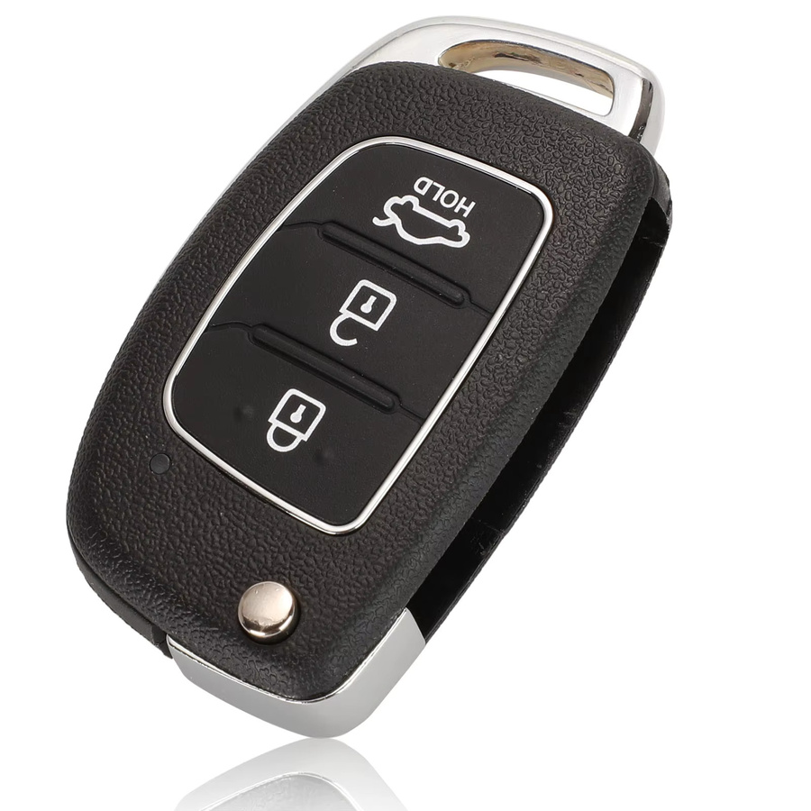 Jingyuqin 3-Tasten-Fernbedienungs-Autoschlüsselgehäuse für Hyundai HB20 IX35 I45 SANTA FE Accent I40 I20 HY15/HY20/TOY40 in Schwarz mit ungeschnittenem Schlüsselblatt - Bild 3