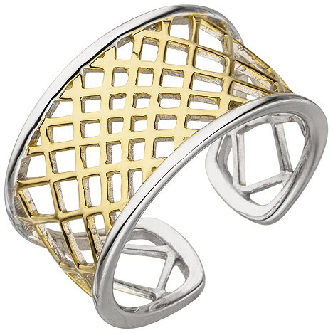 Colfem Ring offen, 925 Sterling Silber, bicolor vergoldet, Damen, Größe 56 - Bild 1
