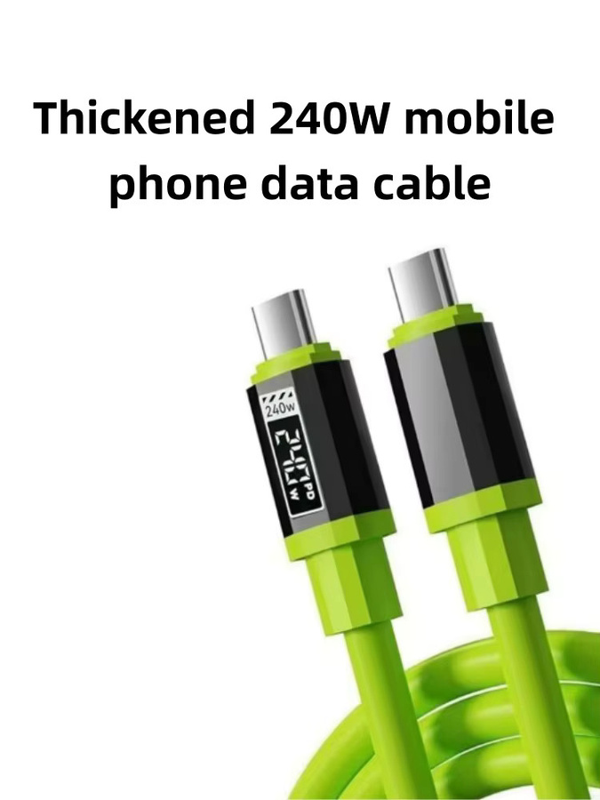240W Typ-C zu Typ-C Superschnellladekabel in Grün für iPhone, Xiaomi, Huawei und Samsung - Bild 5