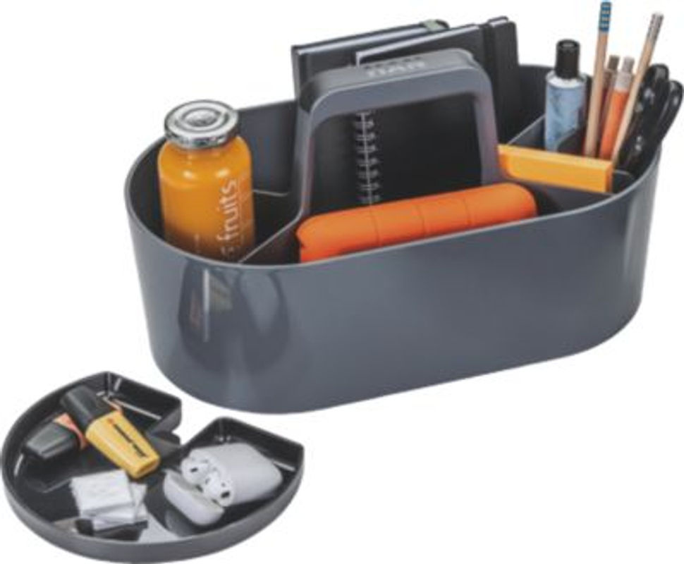 Tragbare Toolbox HAN Loft aus Kunststoff in Granitgrau mit 4 Fächern und herausnehmbarer Ablageschale, B: 33 cm, T: 17,9 cm, H: 17,5 cm - Bild 2