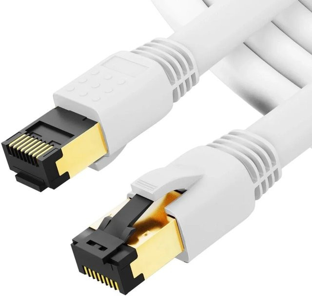 hb-digital Patchkabel CAT 8.1 LAN Kabel RJ45 S/FTP PimF LSZH Weiß, Länge: 3 m - Bild 1