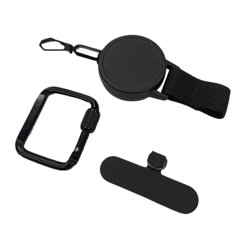 Anti-Diebstahl-Telefon-Tether mit einziehbarem Lanyard, Handy-Tabs-Gurt mit Karabiner und Gürtelclip in Schwarz - Bild 5