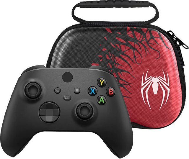 AEFUNDA Tragbare Aufbewahrungstasche im Spider-Design für PS5, PS4, Xbox und Switch Pro Controller in Rot - Bild 1