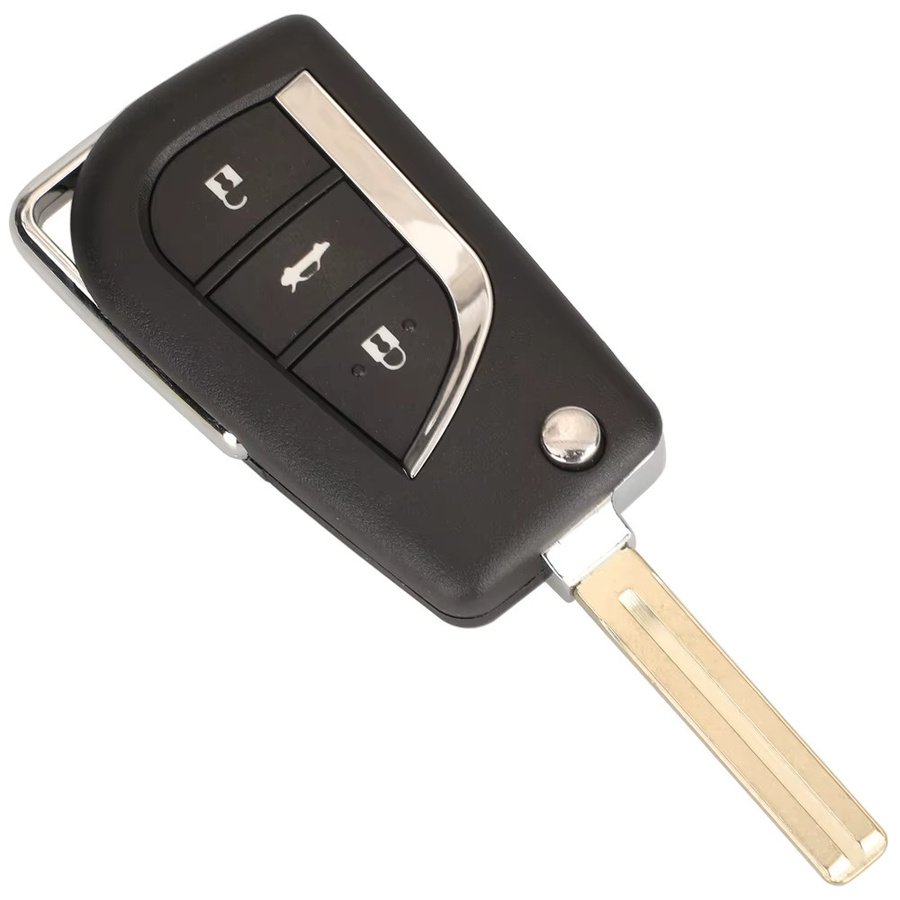 Jingyuqin Klappbarer Fernschlüssel 433MHz H-8A Chip 12BFE-01 in Schwarz für RAV4, CAMRY und Auris mit Toy48 Klinge - Bild 3
