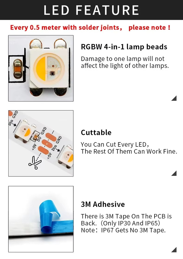 SAGE LU MEI Smart LED Streifen SK6812 RGBWW 4in1 Pixel Lampe DC12V SMD5050 Multicolor - Bild 3