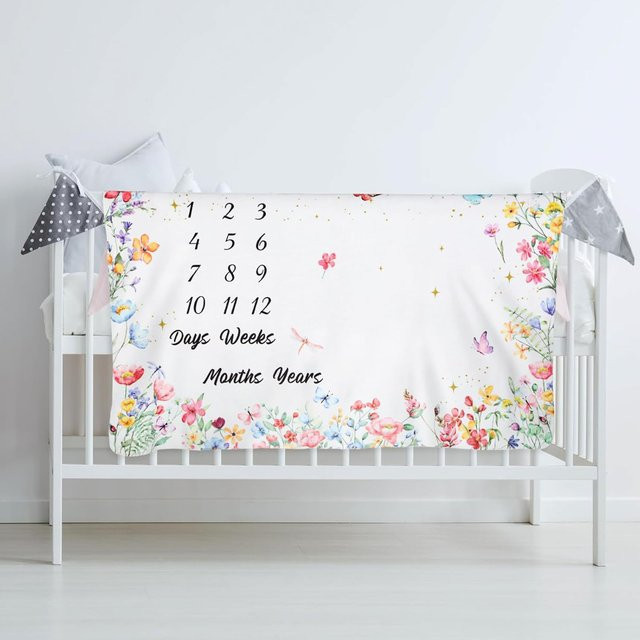 VIKAMA Baby Monats-Meilenstein-Decke als Fotohintergrund für das 12-Monats-Wachstumsprotokoll und zur Dekoration des Babyzimmers - Bild 1