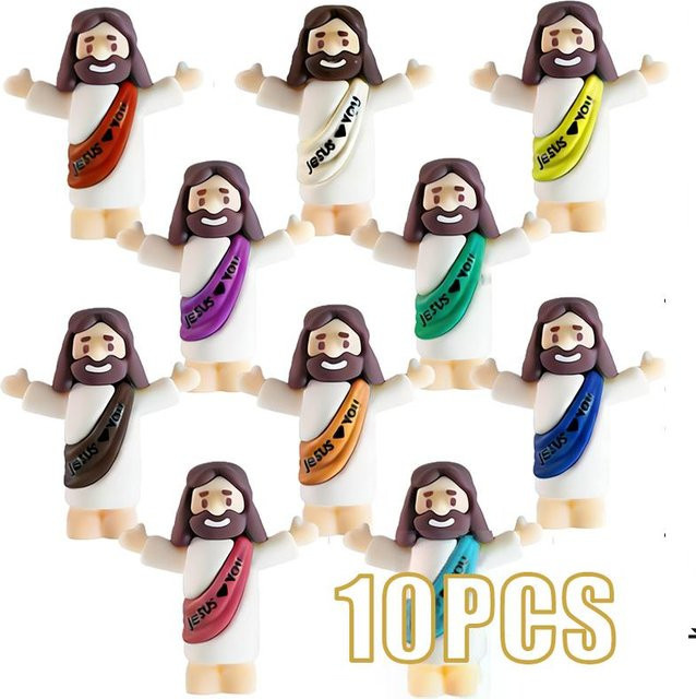 Mini-Jesus-Statuen Set als bunte Cartoon-Dekoration für Ostern und festliche Party-Szenen, Mehrfarbig - Bild 1