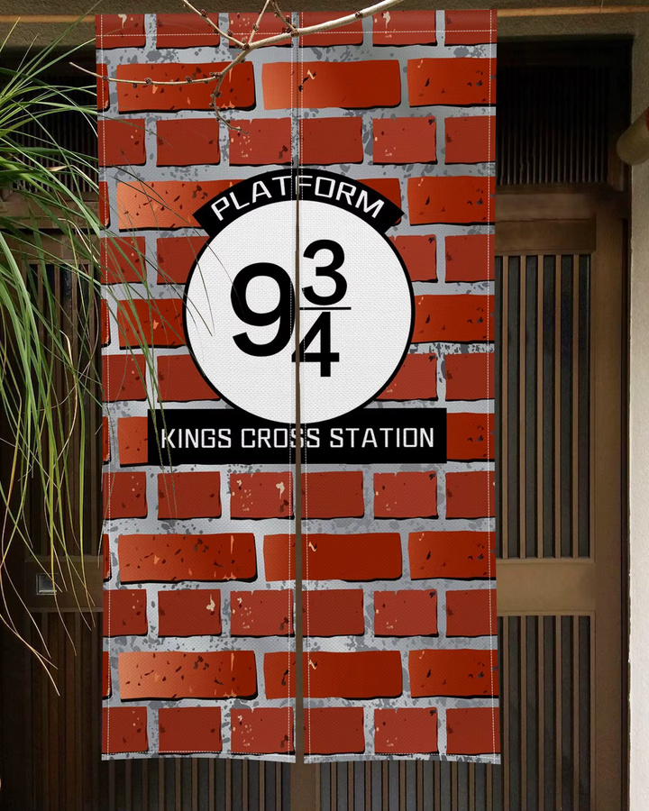 Magic Platform 9 3/4 Halbvorhang mit Ziegelwand-Design für Küche, Schlafzimmer oder Eingangsbereich, Mehrfarbig, B: 90,0 cm, H: 65,0 cm - Bild 2