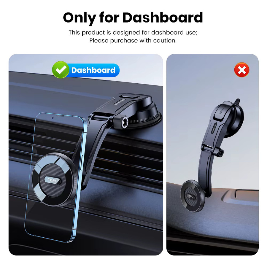 TOPK MagSafe Autohalterung mit 20 Super Magneten, magnetischer Telefonhalter für das Armaturenbrett in Schwarz - Bild 2