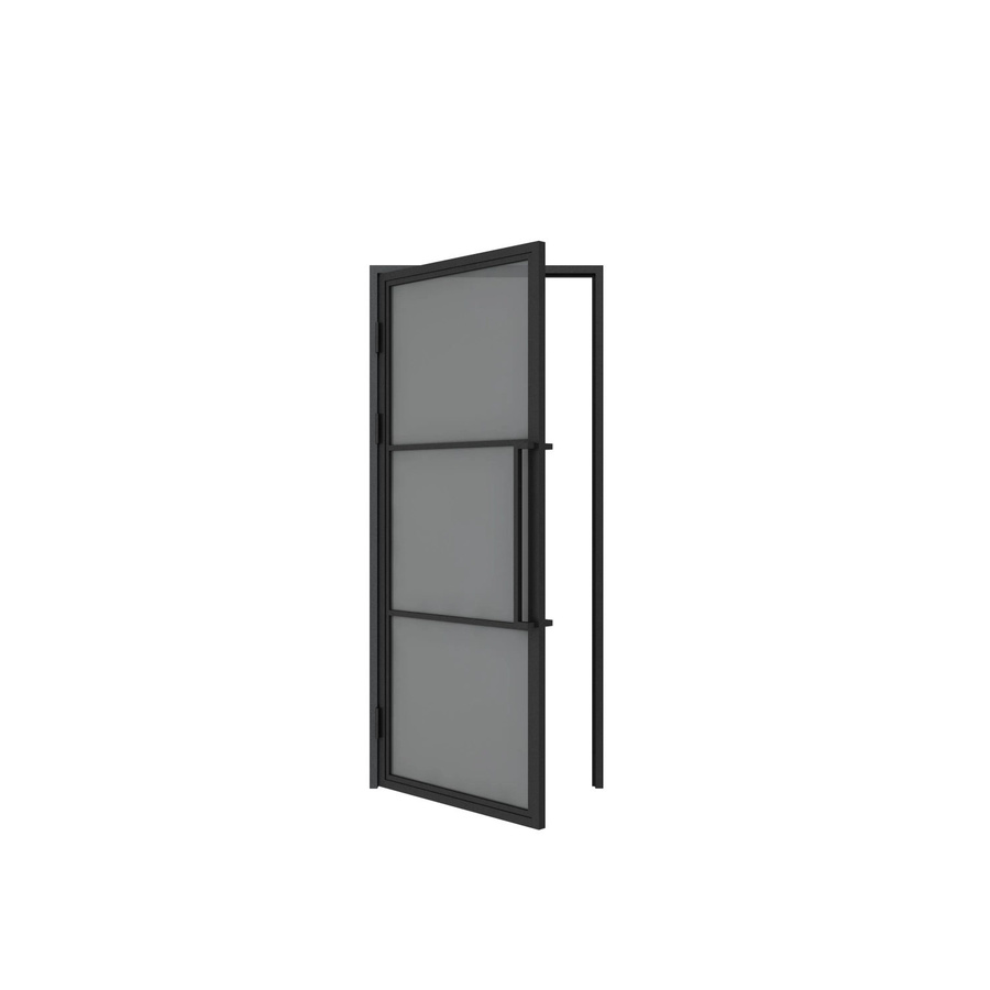inova Loft Glastür Grauglas im Industrial Design, Komplettset mit Zarge und Beschlag in Schwarz, Griffstange, DIN Links, B/H: 83,0 x 211,5 cm - Bild 2