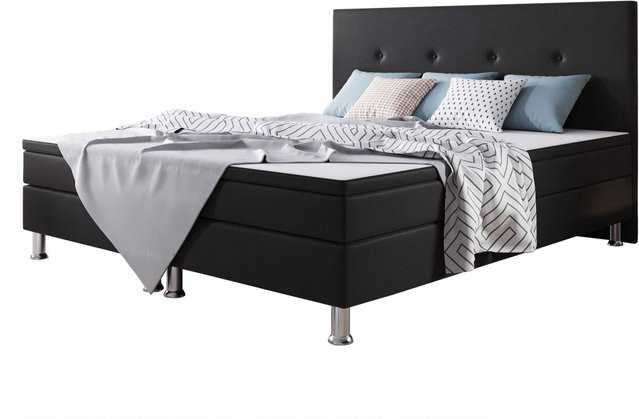 Inter Trading Boxspringbett Jump BEST in Schwarz aus Webstoff mit Bonell-Federkern, B/T: 180 x 200 cm - Bild 2