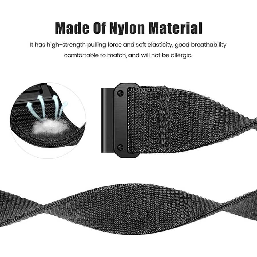 Uhrenarmband Nylon, 22 mm, 26 mm, Schwarz, Unisex - Bild 5