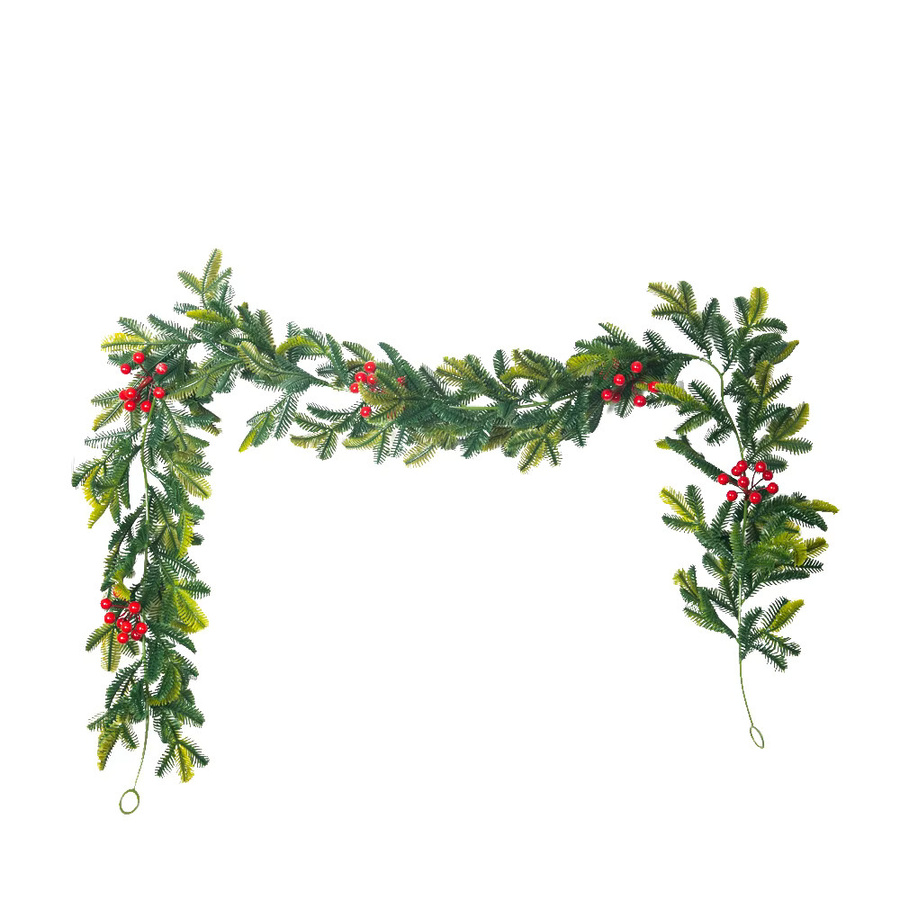 Künstliche Weihnachtsranke Kmitang mit roten Früchten, Farbe: Grün und Rot, Länge: 175 cm - Bild 4