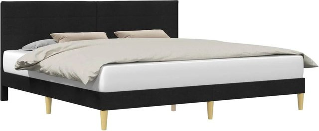 vidaXL Bettrahmen mit Kopfteil in Schwarz aus Stoff und Sperrholz, B/T/H: 200 x 200 x 140 cm - Bild 1