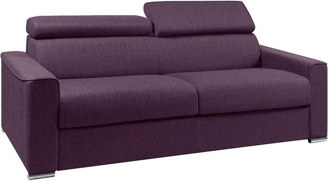 Schlafsofa Vizir von Vente-unique in Violett mit verstellbarer Kopfstütze und Stoffbezug, Breite: 216 cm - Bild 1