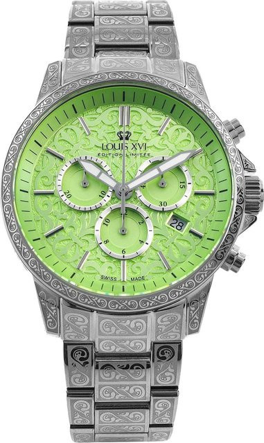 Louis XVI Chronograph, Edelstahl, Quarz, 43 mm, Herren, Grün - Bild 1