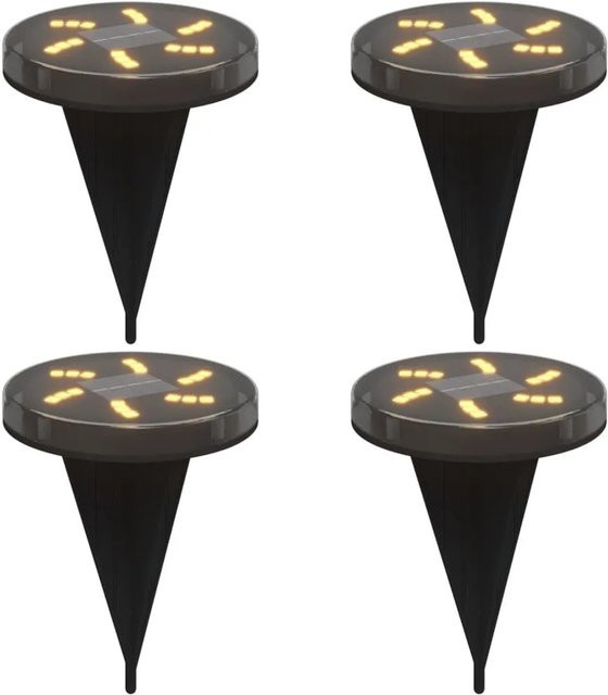 vidaXL Solar-Bodenleuchten mit Erdspieß, 4er-Set, Schwarz, Warmweiß, LED, IP65 wasserdicht - Bild 1