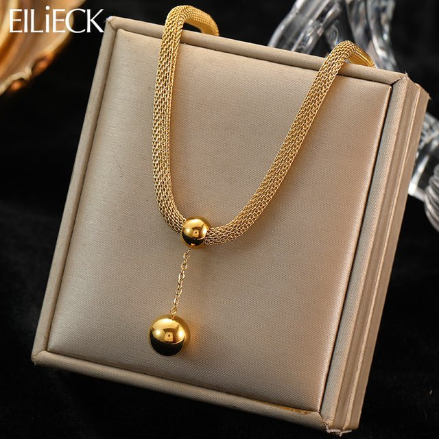 Eilieck Halskette Edelstahl, Gold, Perle, Damen - Bild 1