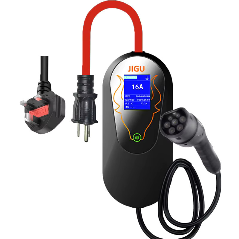 JIGU Tragbares EV-Ladegerät Level 2, 3,5 kW, 16 A, Typ 2, Schwarz, mit US/UK-Stecker für Elektrofahrzeuge im Außenbereich - Bild 4