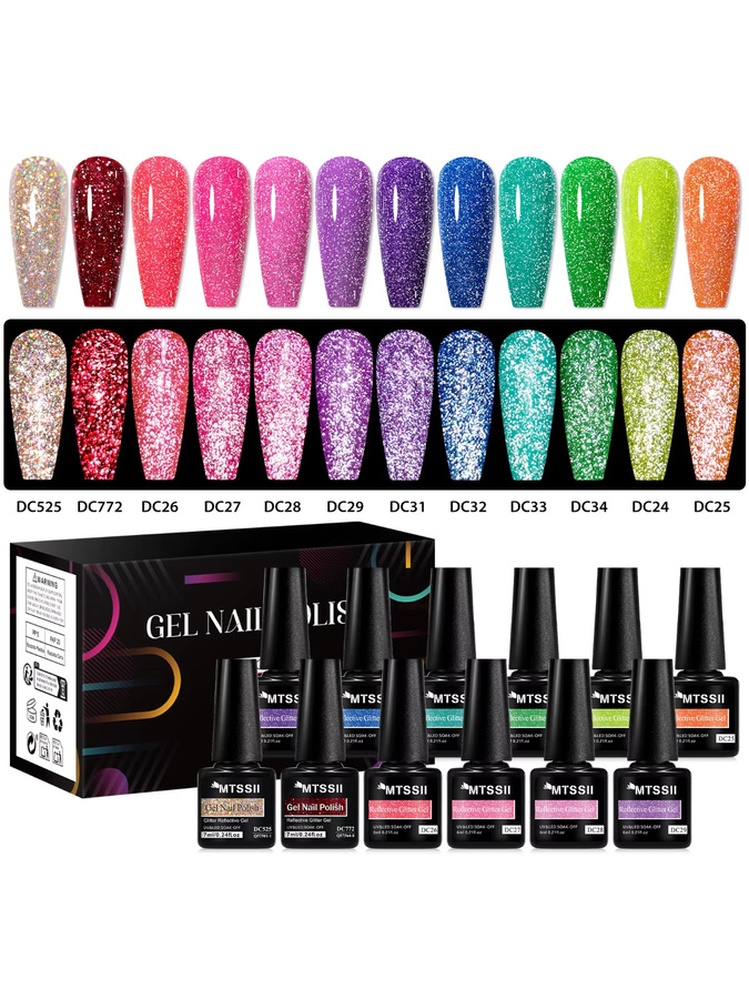 Mtssii Glitter Gel Nagellack Set, Schimmernd, 8/12 Stück - Bild 6