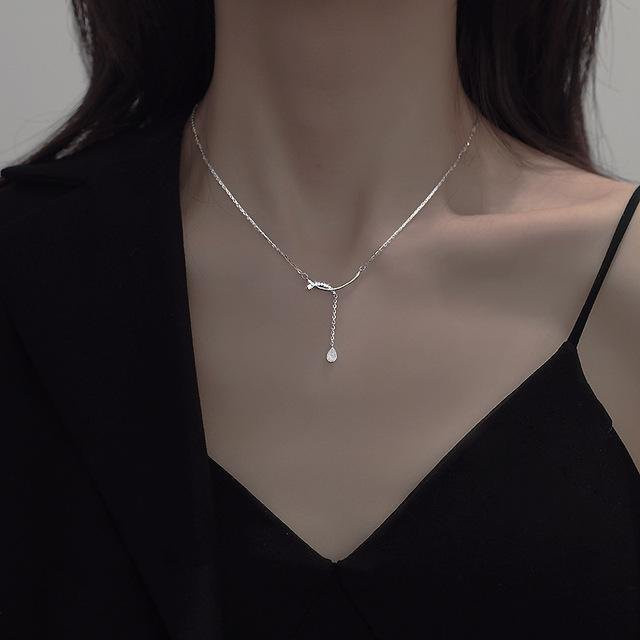 Wucifang Jewelry Halskette 925 Sterling Silber, Zirkon, Damen, grau - Bild 1