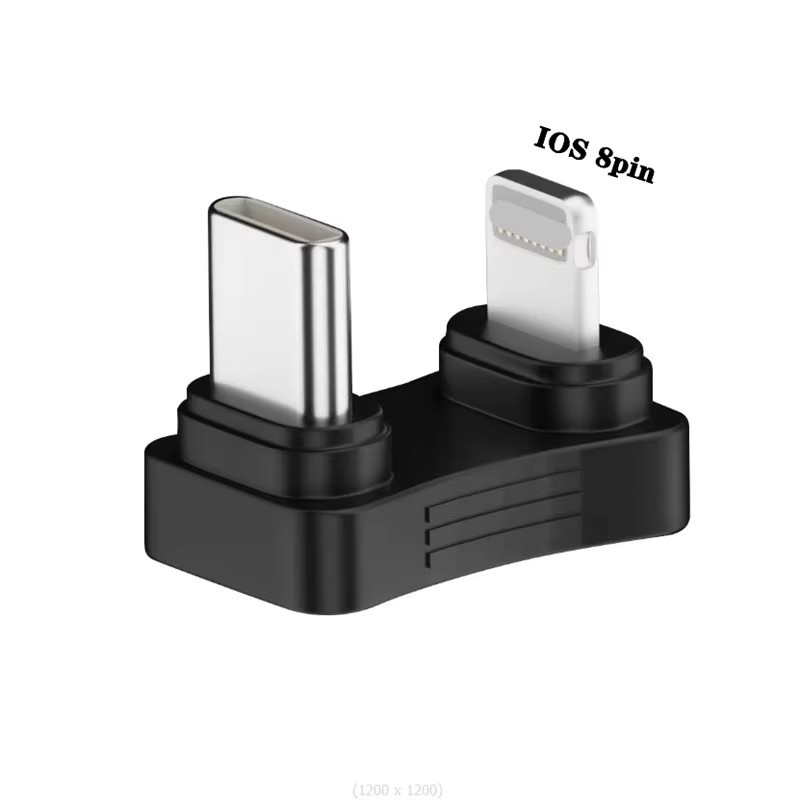 Liujyjc Typ-C auf 8Pin iOS Adapter, 180 Grad U-Form Abgewinkelt, Schwarz, 480Mbps Datentransfer - Bild 2