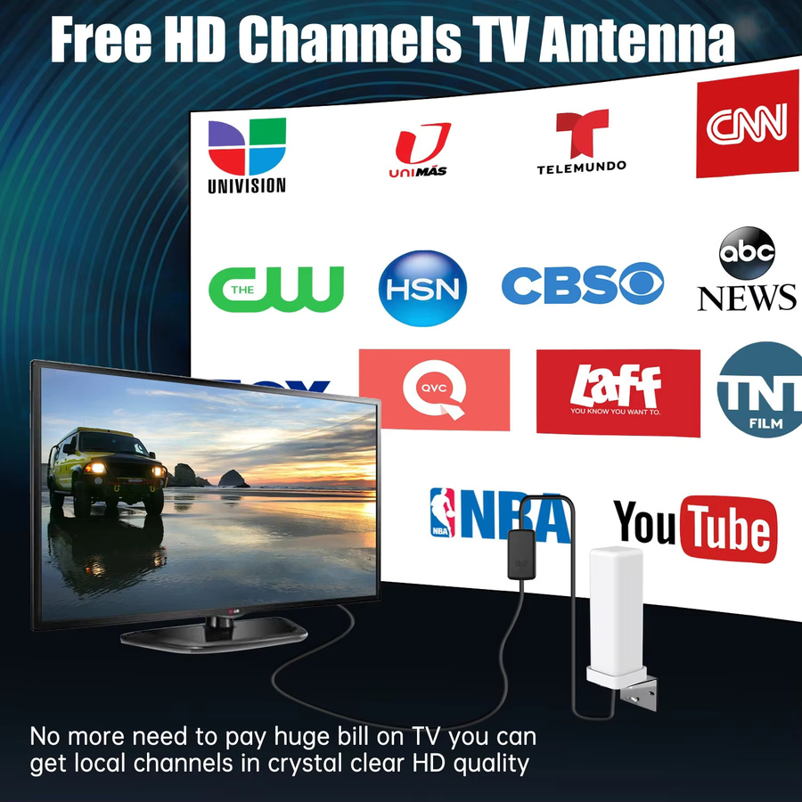 FUYUMY HDTV TV-Antenne für Outdoor mit 35dBi Signalverstärker und 10m Kabel in Schwarz oder Weiß - Bild 2