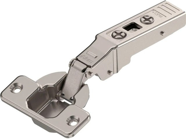 Blum Clip Top Winkelscharnier 15 Grad III mit maximalem Aufschlag ohne Feder in Nickeloptik/Silber zur Schraubmontage - Bild 1