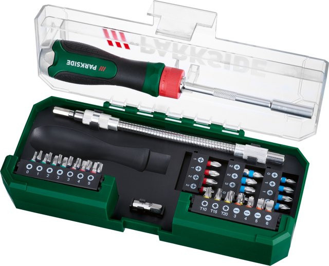 Parkside Ratschen-Schraubendreher Bit-Set aus Stahl in Multicolor - Bild 1