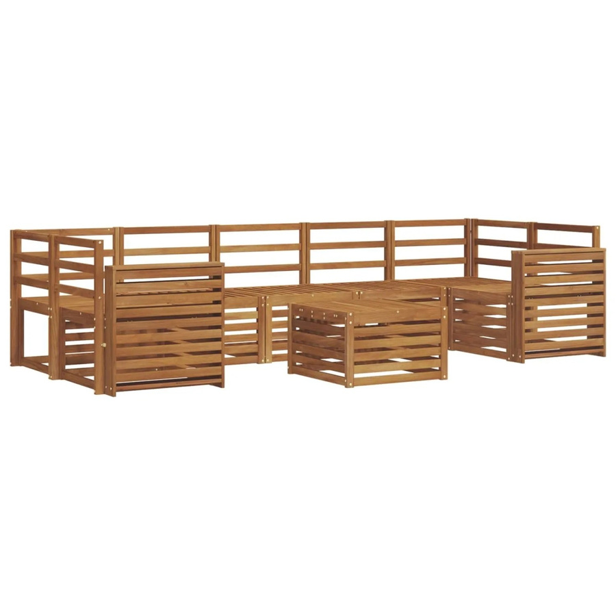 vidaXL Sofagarnitur 8-teilig aus Massivholz Akazie in Natur Braun im U-Shape Design - Bild 2