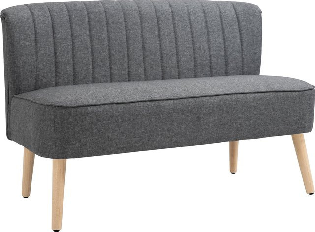 HOMCOM 2 Sitzer Sofa Modernes Polstersofa mit Leinen-Optik in Grau, B/T/H: 117 x 56,5 x 77 cm - Bild 1