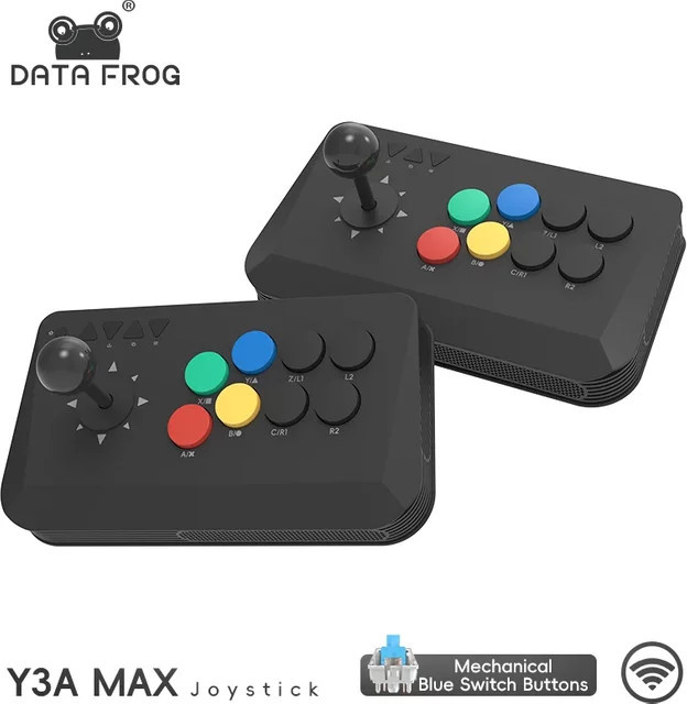 DATA FROG Y3A MAX Arcade Stick Retro Fighting Joystick in Schwarz für Windows, iOS, Android und TV Box, kabelgebundener Game-Controller kompatibel mit M8 - Bild 1