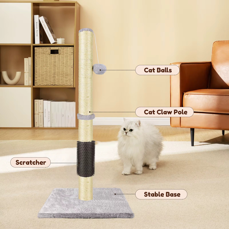 DayPlus Kratzbaumturm für Katzen mit integriertem Spielzeug und Sisalbett, Höhe: 80 cm, Breite: 40 cm - Bild 2