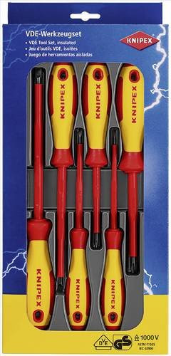 Knipex VDE Schraubendreher-Set 6-teilig mit Schlitz und Kreuzschlitz Phillips in Rot-Gelb - Bild 1