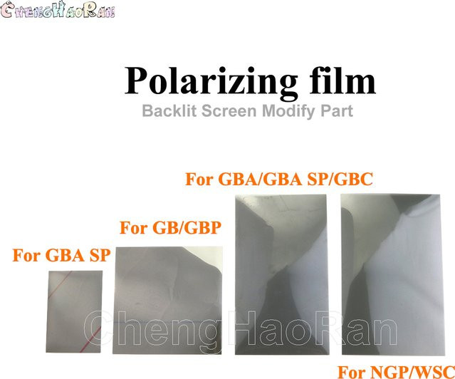 ChengHaoRan Polarisationsfolie für hintergrundbeleuchtete Bildschirme von GBA, GBC, GBA SP, NGP und WSC, transparent - Bild 1